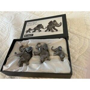 PIER 1 IMPORTS SURIN ELEPHANT FAMILY SET OF 3 MOM DAD BABY MINIATURE FIGURES NIB